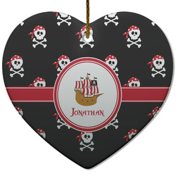 Pirate Heart Ceramic Ornament w/ Name or Text
