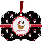 Pirate Metal Frame Ornament - Double Sided w/ Name or Text