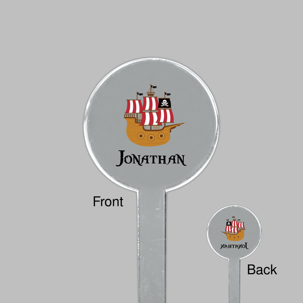 Pirate Clear Plastic 7" Stir Stick - Round - Front & Back