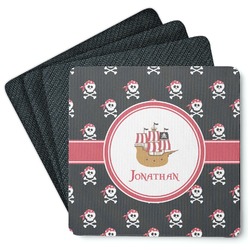 Pirate Square Rubber Backed Coasters - Set of 4 (Personalized)