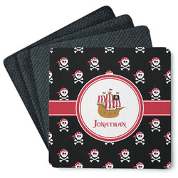 Pirate Square Rubber Backed Coasters - Set of 4 (Personalized)