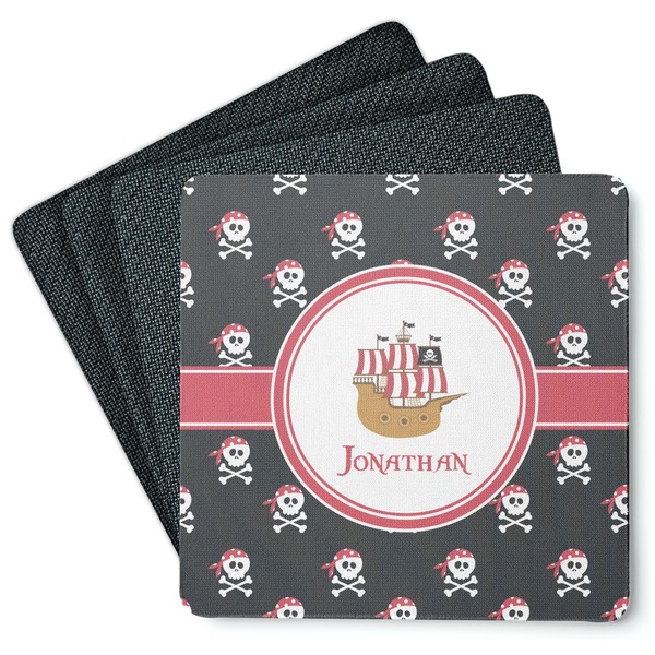 Custom Pirate Square Rubber Backed Coasters - Set of 4 (Personalized)