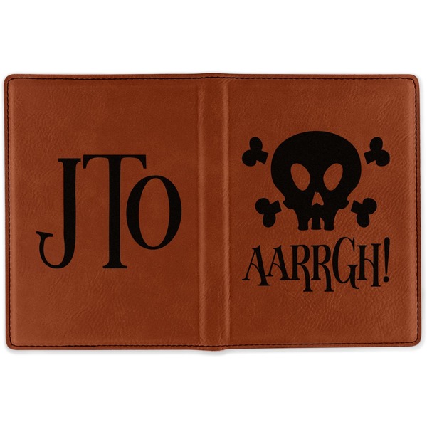 Pirate Cognac Leather Passport Holder Outside Double Sided - Apvl