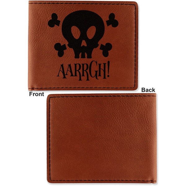 Pirate Cognac Leatherette Bifold Wallets - Front and Back Single Sided - Apvl