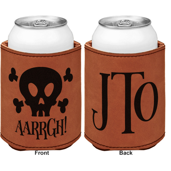 Pirate Cognac Leatherette Can Sleeve - Double Sided Front and Back