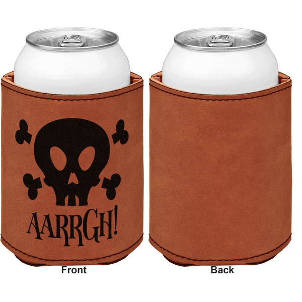 Pirate Cognac Leatherette Can Sleeve - Single Sided Front and Back