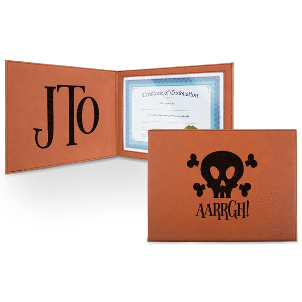 Custom Pirate Leatherette Certificate Holder - Front and Inside (Personalized)