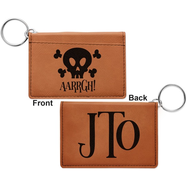 Pirate Cognac Leatherette Keychain ID Holders - Front and Back Apvl