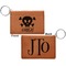 Pirate Cognac Leatherette Keychain ID Holders - Front and Back Apvl
