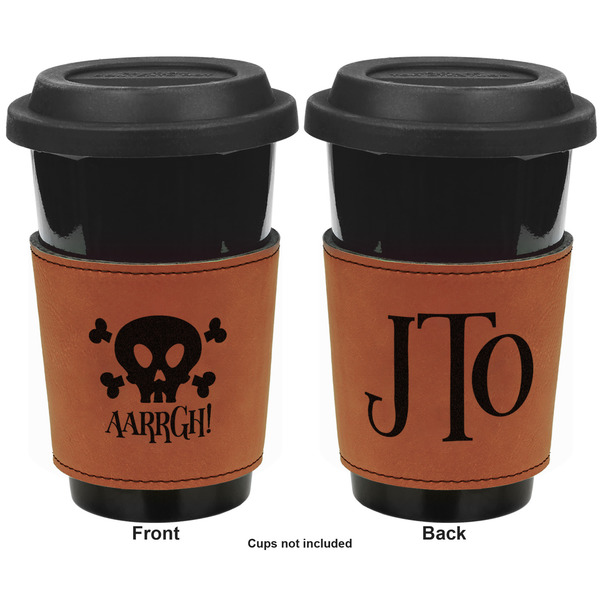 Pirate Cognac Leatherette Mug Sleeve - Double Sided Apvl