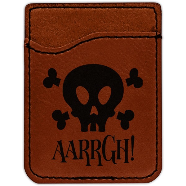Pirate Cognac Leatherette Phone Wallet close up