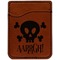 Pirate Cognac Leatherette Phone Wallet close up