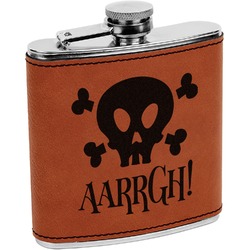 Pirate Leatherette Wrapped Stainless Steel Flask (Personalized)