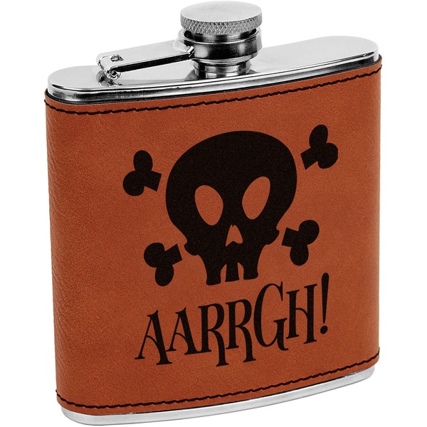 Custom Pirate Leatherette Wrapped Stainless Steel Flask (Personalized)