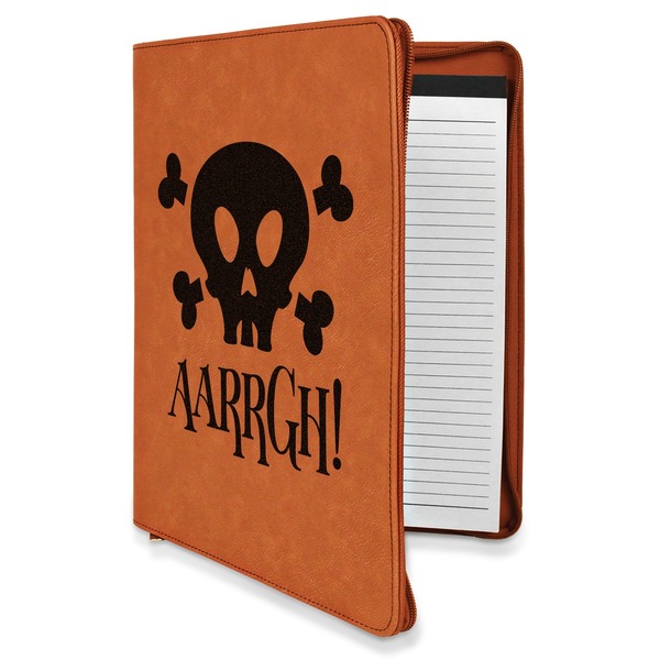 Custom Pirate Leatherette Zipper Portfolio with Notepad - Double Sided (Personalized)