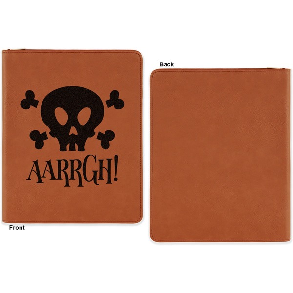 Pirate Cognac Leatherette Zipper Portfolios with Notepad - Single Sided - Apvl