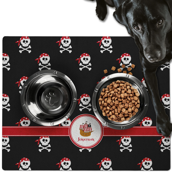 Custom Pirate Dog Food Mat - Large w/ Name or Text