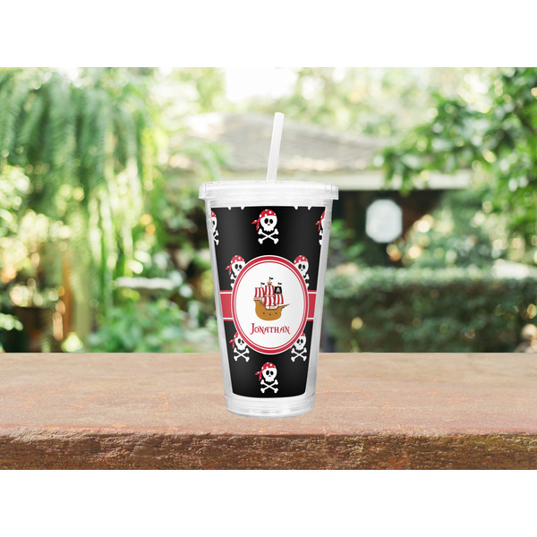 Pirate Double Wall Tumbler with Straw Lifestyle