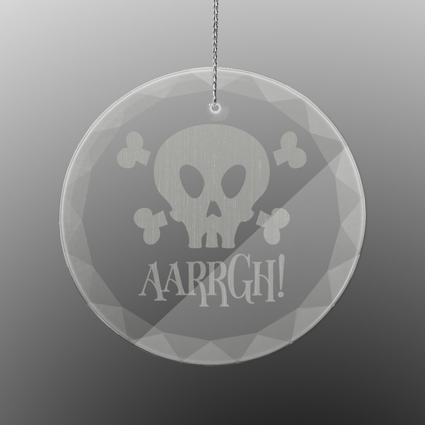 Custom Pirate Engraved Glass Ornament - Round (Personalized)