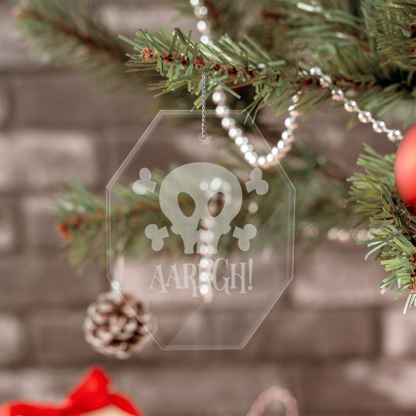 Pirate Engraved Glass Ornaments - Octagon (Lifestyle)