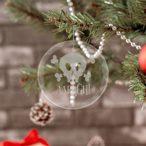 Pirate Engraved Glass Ornaments - Round (Lifestyle)