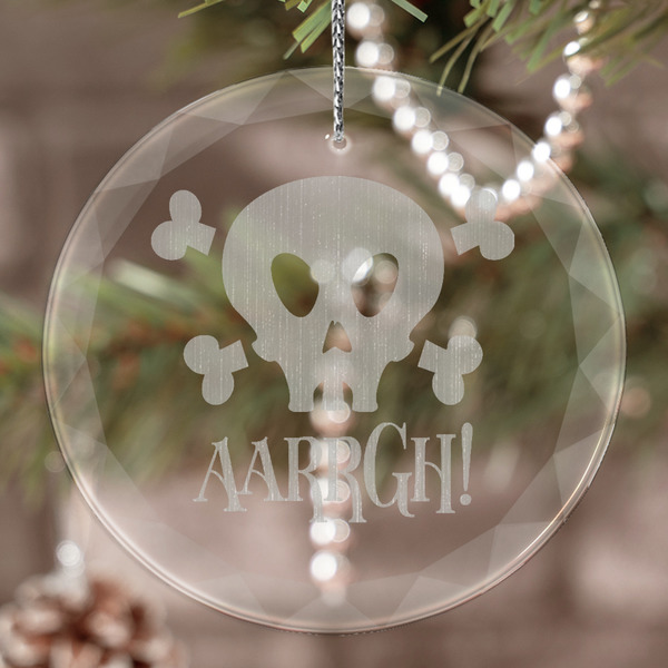 Custom Pirate Engraved Glass Ornament (Personalized)