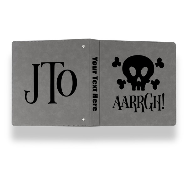 Pirate Leather Binder - 1" - Grey - Back Spine Front View