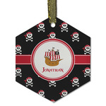 Pirate Flat Glass Ornament - Hexagon w/ Name or Text