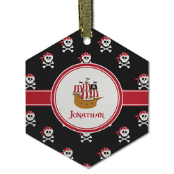 Pirate Flat Glass Ornament - Hexagon w/ Name or Text