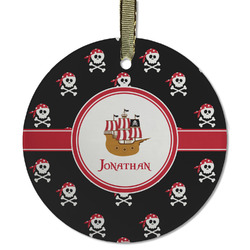 Pirate Flat Glass Ornament - Round w/ Name or Text