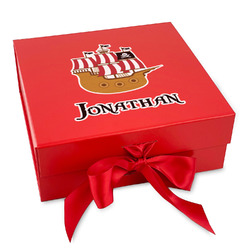 Pirate Gift Box with Magnetic Lid - Red (Personalized)