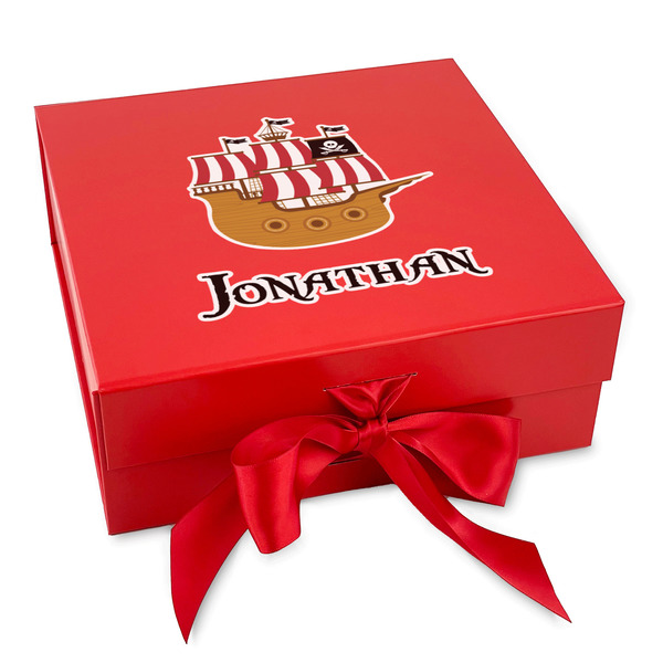 Custom Pirate Gift Box with Magnetic Lid - Red (Personalized)