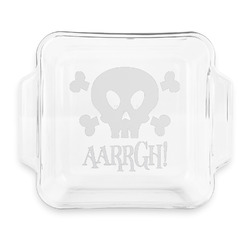 Pirate Glass Cake Dish with Truefit Lid - 8in x 8in (Personalized)