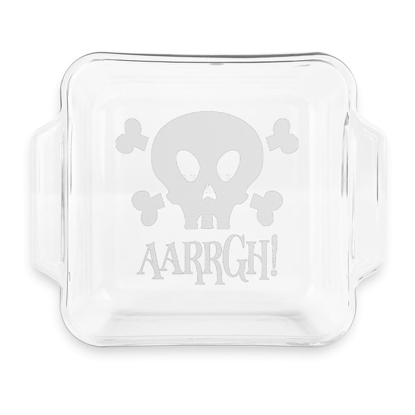 Custom Pirate Glass Cake Dish with Truefit Lid - 8in x 8in (Personalized)