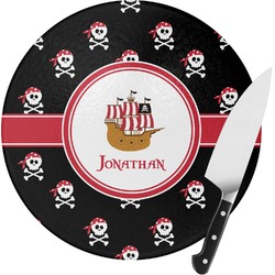 Pirate Round Glass Cutting Board - Medium (Personalized)