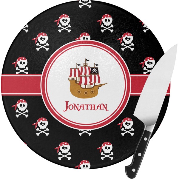 Custom Pirate Round Glass Cutting Board (Personalized)