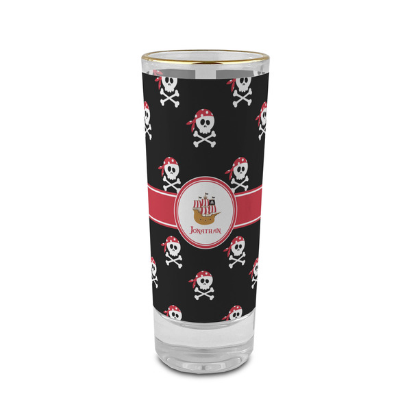 Custom Pirate 2 oz Shot Glass -  Glass with Gold Rim - Set of 4 (Personalized)