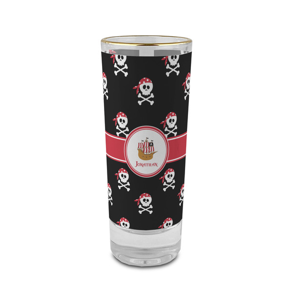 Custom Pirate 2 oz Shot Glass -  Glass with Gold Rim - Single (Personalized)