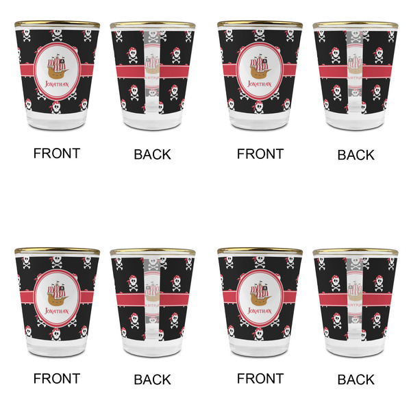 Pirate Glass Shot Glass - with gold rim - Set of 4 - APPROVAL