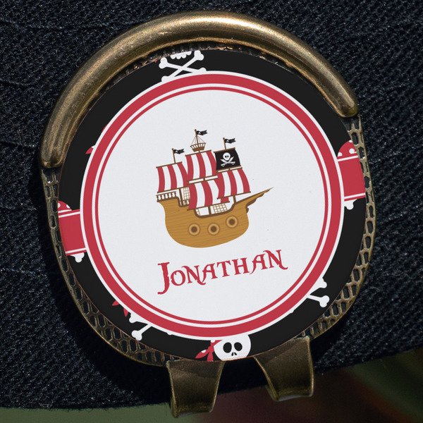 Pirate Golf Ball Marker Hat Clip - Gold - Close Up