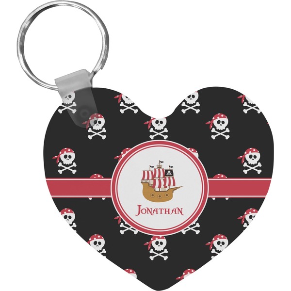 Custom Pirate Heart Plastic Keychain w/ Name or Text