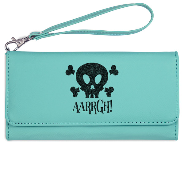 Custom Pirate Ladies Leatherette Wallet - Laser Engraved- Teal (Personalized)