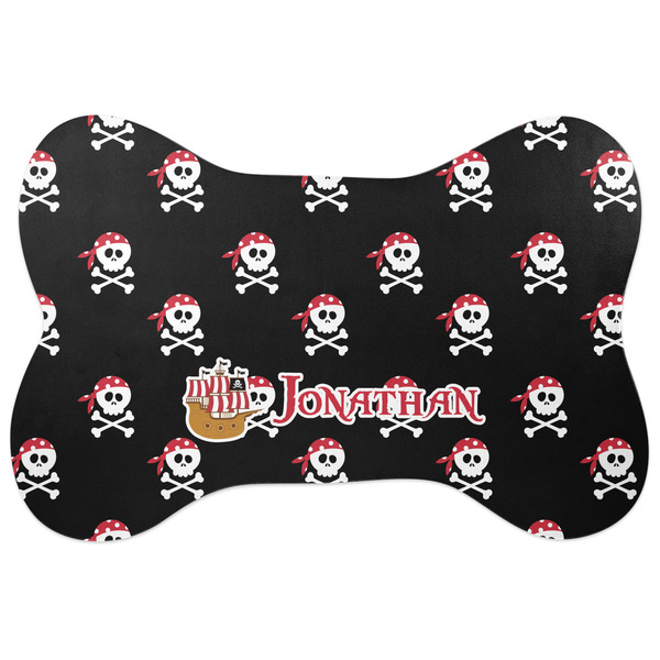 Custom Pirate Bone Shaped Dog Food Mat (Large) (Personalized)