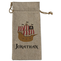 Pirate Large Burlap Gift Bag - Front (Personalized)