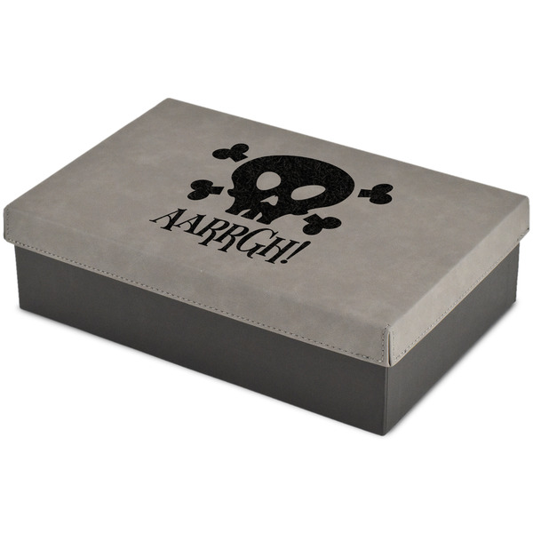 Custom Pirate Large Gift Box w/ Engraved Leather Lid (Personalized)