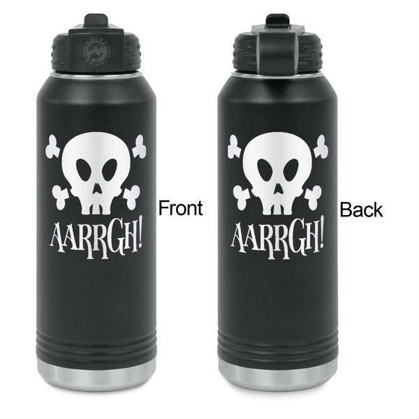 Pirate Laser Engraved Water Bottles - Front & Back Engraving - Front & Back View