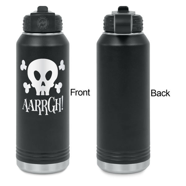 Pirate Laser Engraved Water Bottles - Front Engraving - Front & Back View