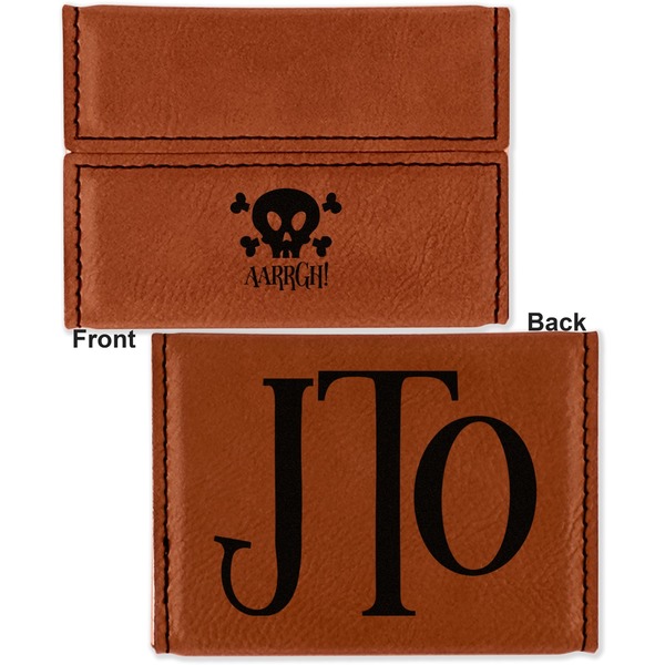 Pirate Leather Business Card Holder - Front Back