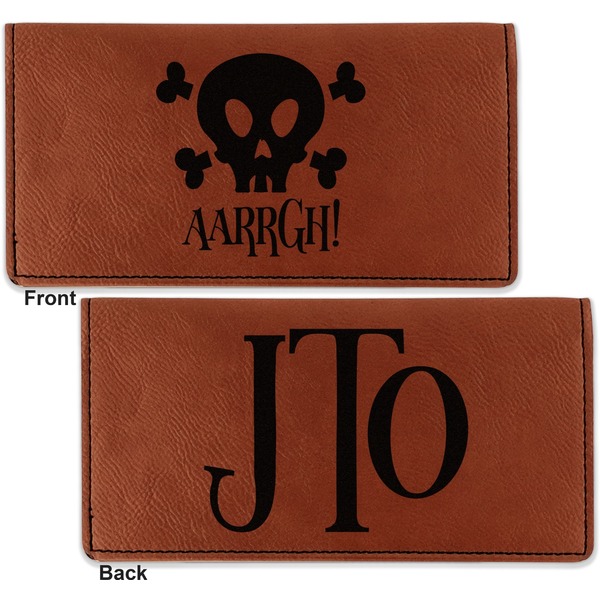 Pirate Leather Checkbook Holder Front and Back