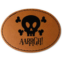 Pirate Faux Leather Iron On Patch - Oval (Personalized)